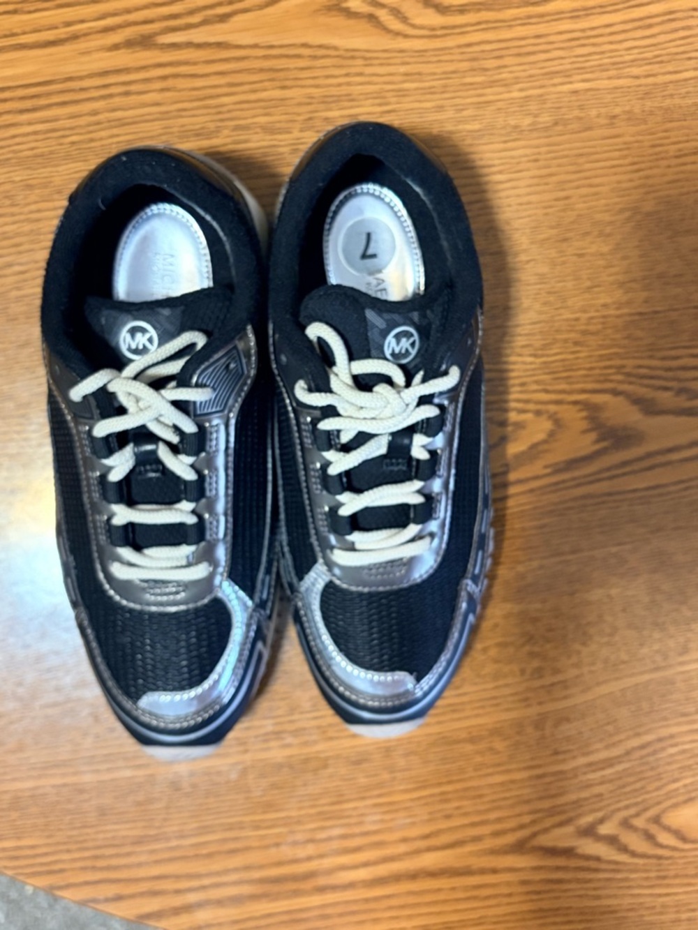 Michael Kors Black and Silver Athletic Lace-Up Sneakers